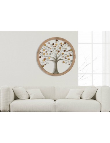 Arbre de vie II Décoration murale en MDF naturel et métal, Ø80 cm pas cher