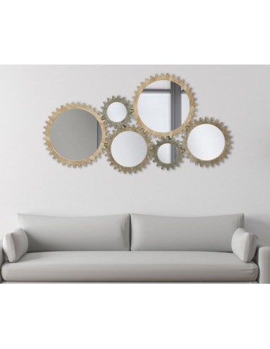 Décoration murale avec miroir, en MDF Ingranaggio Natural, l137xA3xH73,5 cm Toutes les collections ici