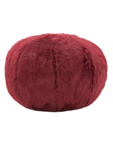 Tabouret rembourré en tissu Peluche Bordeaux, Ø50xH30 cm paiement sécurisé