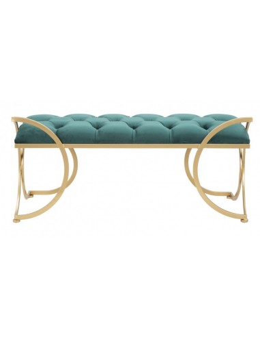 Banquette rembourrée avec pieds en tissu et métal Luxy Velvet Vert / doré, l103xA43xH47 cm de pas cher