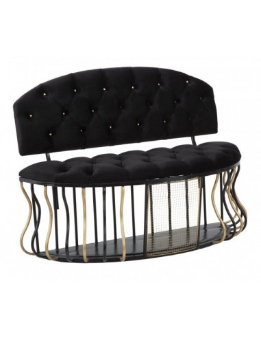 Banc avec espace de rangement, tapissé de tissu Glam Noir / doré, l128xA57xH90 cm Comparez plus de prix