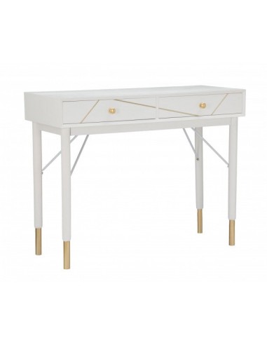 Console en MDF et métal, avec 2 tiroirs Luxy Blanc/Or, l100xA40xH79 cm la chaussure