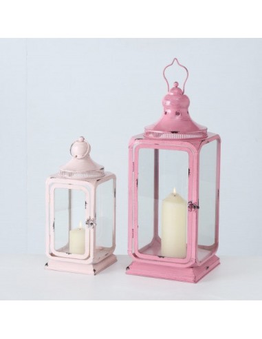 Lot de 2 lanternes décoratives en métal et verre Cassy Rose, L21xl21xH52 cm / L16xl16xH37 cm Toutes les collections ici