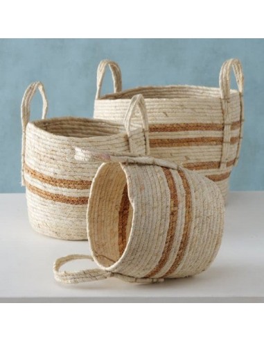 Set de 3 paniers de rangement, en feuilles de maïs Marly Natural, Ø31xH35 cm / Ø26xH30 cm / Ø21xH27 cm store