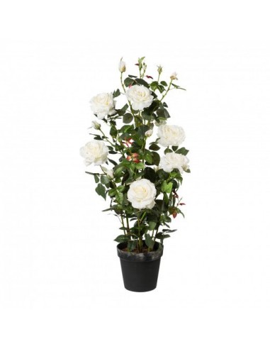 Fleur artificielle en pot, Rosier Blanc, H112 cm le des métaux précieux