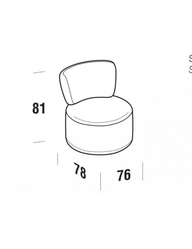 Fauteuil fixe tapissé de tissu, Tania Rouge, l76xA78xH81 cm la colonne vertébrale