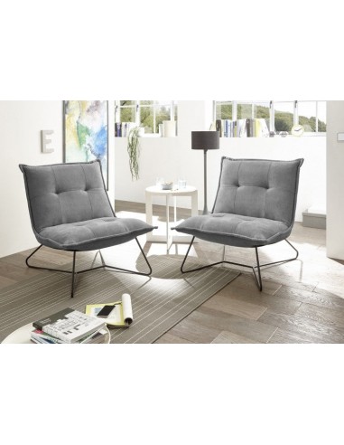 Fauteuil fixe tapissé de tissu et pieds en métal, Dark Gris Victorio, l69xA86xH76 cm solde