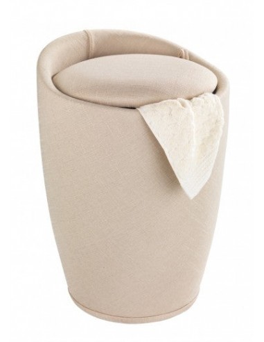 Buanderie / Tabouret en plastique, recouvert de tissu, Candy Beige, Ø36xH50,5 cm Profitez des Offres !