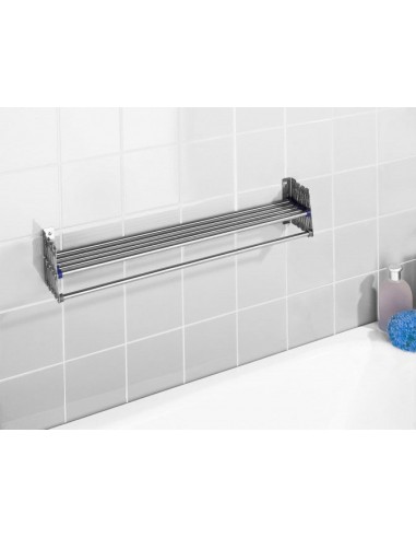 Sèche-linge extensible pour mur, cadre en métal, Télescopique Chrome, 3,3 m brillant des détails fins