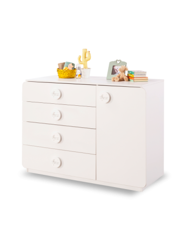 Commode avec 4 tiroirs et 1 porte, pour bébé outlet