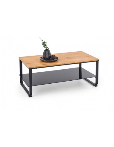 Table basse en MDF et métal Chêne Artiga / Noir, L105xl55xH45 cm À commander