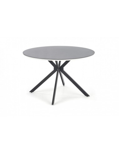 Table en verre, MDF et métal Avelar Noir / Blanc, Ø120xH76 cm des créatures d'habitude