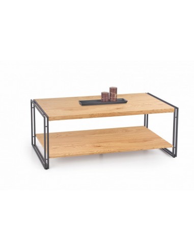 Table basse Bavaria Chêne Doré / MDF noir et métal, L120xl60xH45 cm pas cheres