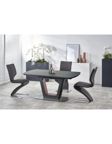 Table extensible en verre et MDF Bilotti Anthracite / Noyer, L160-200xl90xH76 cm pour bénéficier 