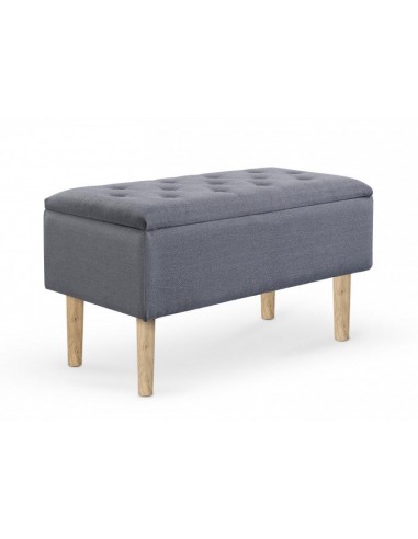 Banc avec espace de rangement, tapissé de tissu et pieds en bois Cleo Gris / Naturel, l80xA40xH44 cm du meilleur 