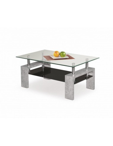 Table basse, en MDF et verre Diana Intro Béton Gris / Transparent, L100xl60xH45 cm vente chaude votre 