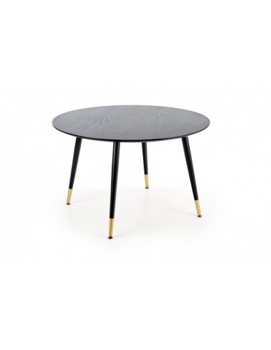 Table en MDF et métal Embos Noir / Or, Ø120xH75 cm solde