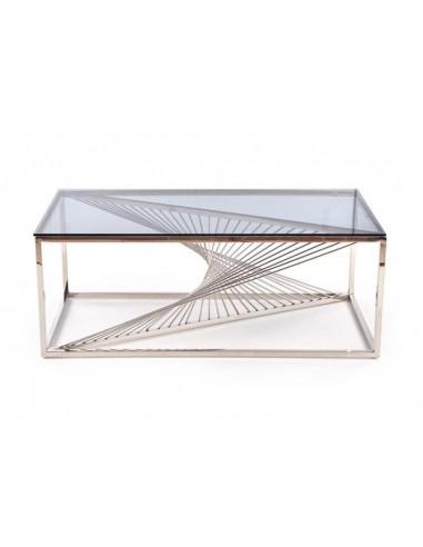 Table basse Infinity Rectangle en verre et métal chromé, L120xl60xH45 cm le des métaux précieux