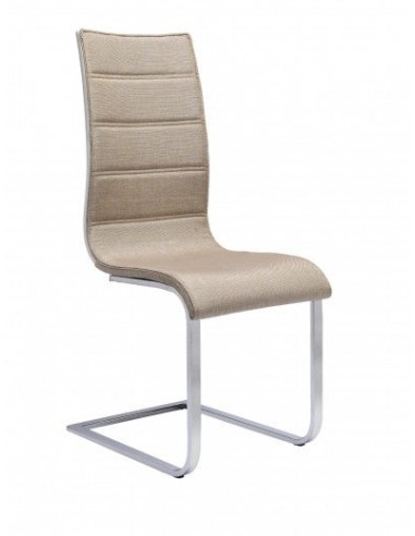 Chaise rembourrée en tissu, avec pieds en métal K104 Beige / Blanc, l42xA56xH99 cm outlet