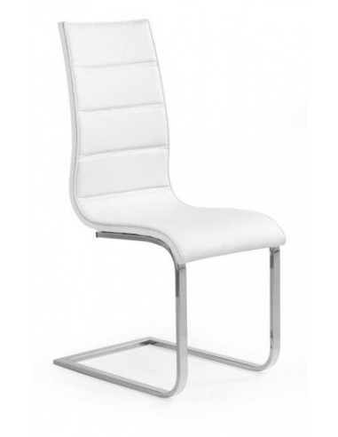 Chaise rembourrée en cuir écologique, avec pieds en métal K104 Blanc, l42xA58xH99 cm Le MVP de beaucoup