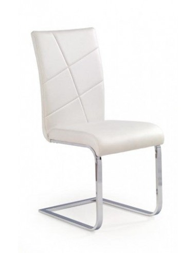 Chaise rembourrée en cuir écologique, avec pieds en métal K108 Blanc, l43xA57xH96 cm en ligne des produits 