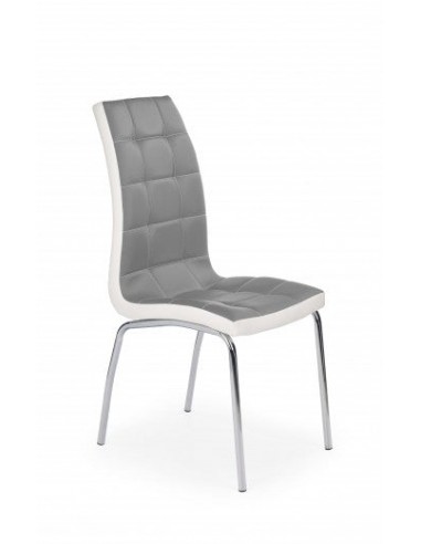 Chaise rembourrée en éco-cuir, avec pieds en métal K186 Gris / Blanc, l42xA63xH100 cm Profitez des Offres !