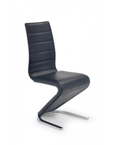 Chaise rembourrée en cuir écologique, avec pieds en métal K194 Noir / Blanc, l45xA58xH99 cm pas cher