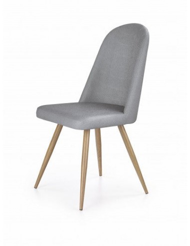 Chaise rembourrée en éco-cuir, avec pieds en métal K214 Gris / Chêne Miel, l49xA59xH90 cm pas cher