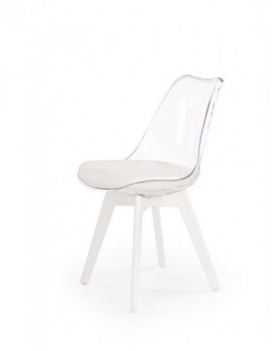 Chaise en plastique avec assise rembourrée en éco-cuir K245 Blanc, l48xA55xH83 cm meilleur choix