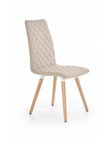 Chaise rembourrée en tissu, avec pieds en bois K282 Beige, l56xA44xH93 cm en ligne des produits 