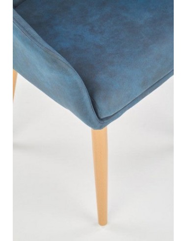 Chaise rembourrée en cuir écologique, avec pieds en métal K287 Bleu foncé, l58xA61xH85 cm Livraison rapide