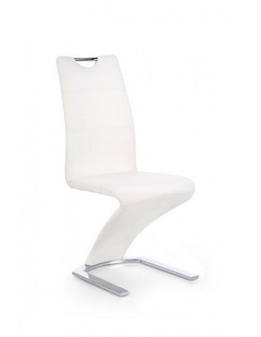 Chaise rembourrée en cuir écologique, avec pieds en métal K291 Blanc, l45xA63xH101 cm l'évolution des habitudes 