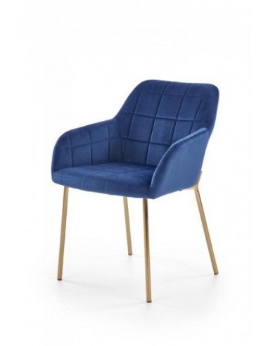 Chaise rembourrée en tissu, avec pieds en métal K306 Velours Bleu Foncé / Or, l58xA57xH80 cm le concept de la Pate a emporter 