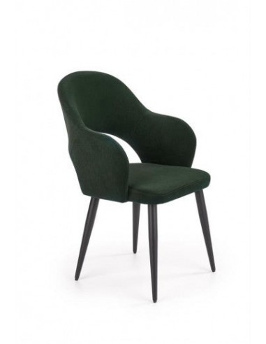 Chaise rembourrée avec tissu et pieds en métal K364 Vert foncé / Noir, l55xA55xH88 cm vous aussi creer 