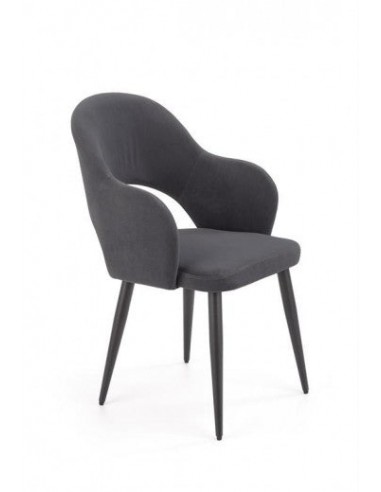 Chaise rembourrée avec tissu et pieds en métal K364 Gris / Noir, l55xA55xH88 cm Dans la société mordern