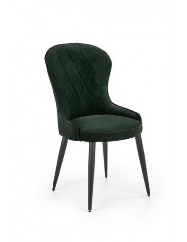 Chaise rembourrée avec tissu et pieds en métal Velours K366 Vert foncé / Noir, l52xA58xH92 cm Les êtres humains sont 