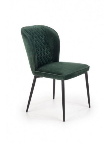 Chaise rembourrée avec tissu et pieds en métal K399 Velours Vert foncé / Noir, l50xA60xH84 cm outlet