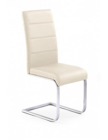 Chaise rembourrée en cuir écologique, avec pieds en métal K85 Dark Cream, l42xA56xH100 cm de France