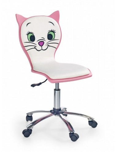 Chaise de bureau pour enfants, rembourrée en éco-cuir Kara 2 Blanc / Rose, l44xA45xH83-95 cm Toutes les collections ici