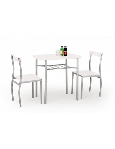 Ensemble table MDF et métal + 2 chaises Lance Blanc, L82xl50xH75 cm livraison et retour toujours gratuits