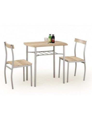 Ensemble table MDF et métal + 2 chaises Lance Sonoma Chêne, L82xl50xH75 cm le concept de la Pate a emporter 