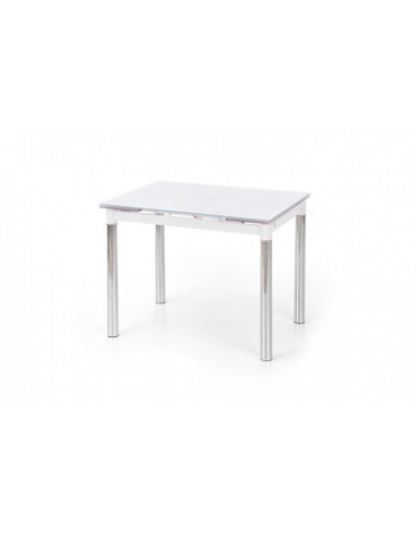 Table extensible en verre et métal Logan 2 Blanc / Chrome, L96-142xl70xH75 cm Dans la société mordern