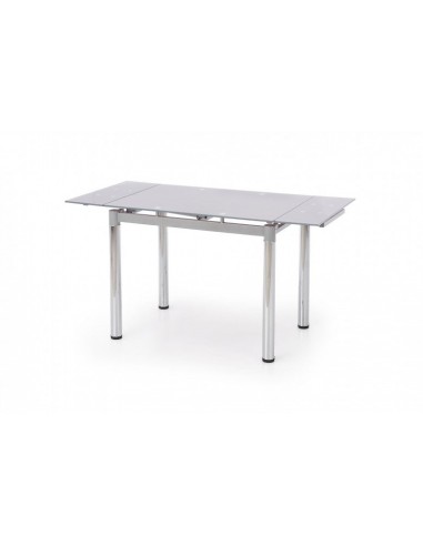 Table extensible en verre et métal Logan 2 Gris / Chrome, L96-142xl70xH75 cm les ctes