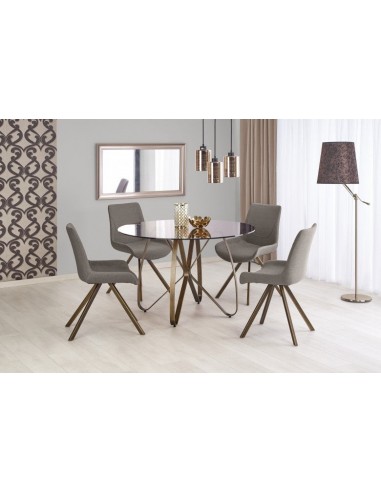 Set de table verre et métal Lungo Marron + 4 Chaises K290 Gris, Ø120xH76 cm vente chaude votre 