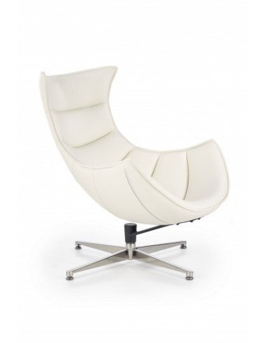 Fauteuil pivotant rembourré avec éco-cuir et pied en métal Luxor Blanc, l86xA94xH96 cm Voir les baskets