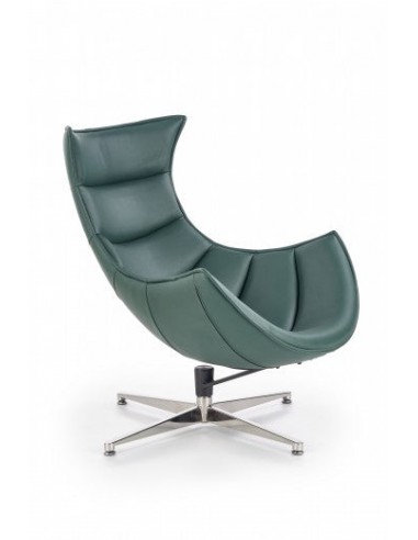 Fauteuil pivotant rembourré avec éco-cuir et pied en métal Luxor Vert foncé, l86xA94xH96 cm de technologie