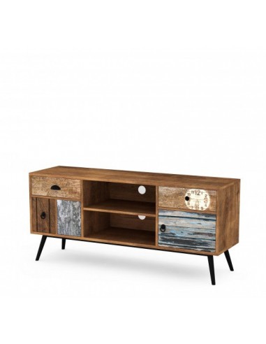 Commode TV en bois et métal, avec 2 tiroirs et 2 portes Mezo RTV-1 Multicolor, l120xA39xH60 cm livraison gratuite