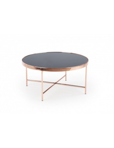 Table basse en verre et métal Moria Noir / Cuivre, Ø82xh40 cm Les magasins à Paris