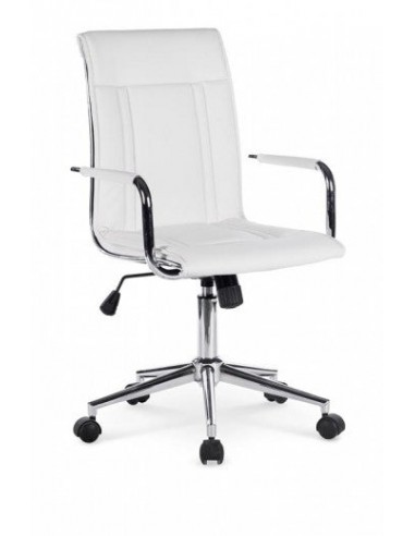 Chaise de bureau ergonomique, tapissée en éco-cuir Porto II Blanc, l53xA57xH97-107 cm 2 - 3 jours ouvrés.