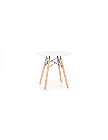 Table en MDF et hêtre Prometheus Round Blanc / Hêtre, Ø80xH75 cm de la marque